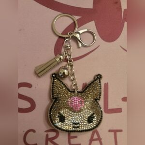 Cute Rhinestone Kuromi Keychain/Bag Charm w/Tassle